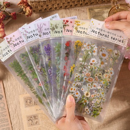 6Pcs Sticker Flower Natural Series - ST510