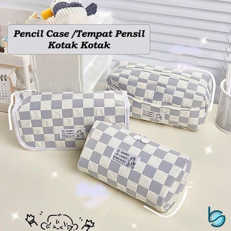 Pencil Case Jumbo Grid Gray - PC099