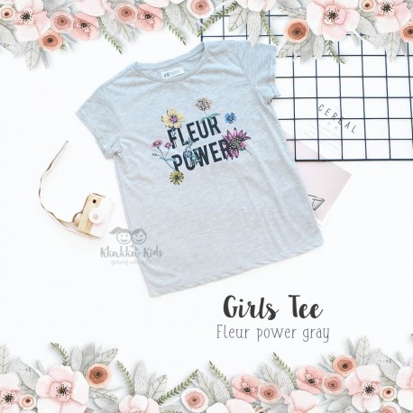 Girl's Tee - Fleur Power Gray