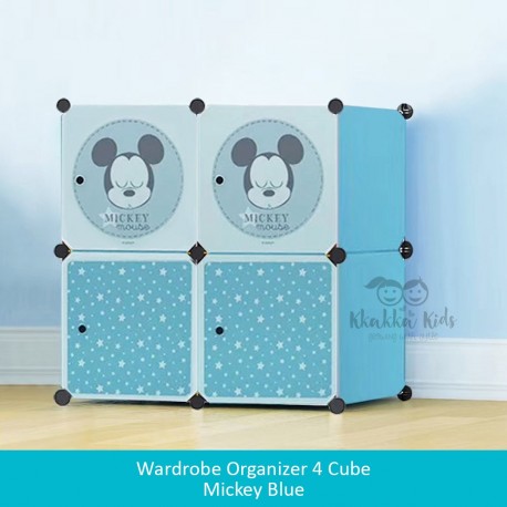 Wardrobe Organizer 4 Cube - Mickey Blue