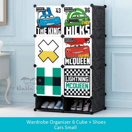 Wardrobe Organizer 6 Cube + Shoes - Cars Small