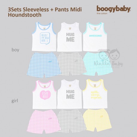 Boogy Baby - 3Sets  Sleeveless + Pants Midi (Setelan Kutung) - Houndstooth