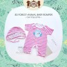 Petite Mimi - 3D Forest Animal Baby Romper - Owl Striped Pink
