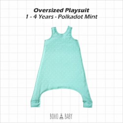 Bohobaby - Oversized Playsuit 3Y,4Y - Polkadot Mint