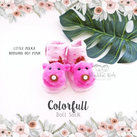 Colorfull Doll Sock - Little Polka Bernard Hot Pink