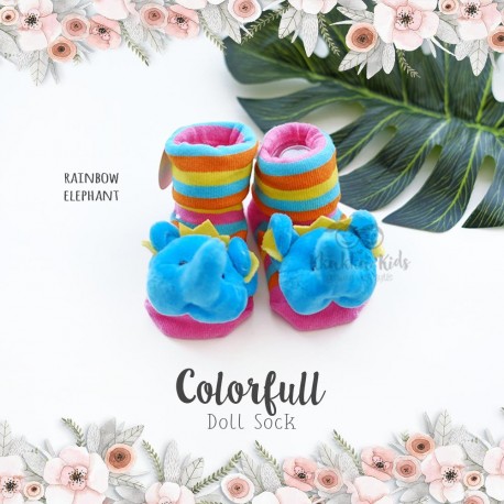 Colorfull Doll Sock - Rainbow Elephant