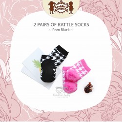 Petite Mimi - 2 Pairs Of Rattle Socks - Pom Black