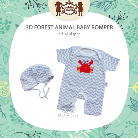 Petite Mimi - 3D Forest Animal Baby Romper - Crabby