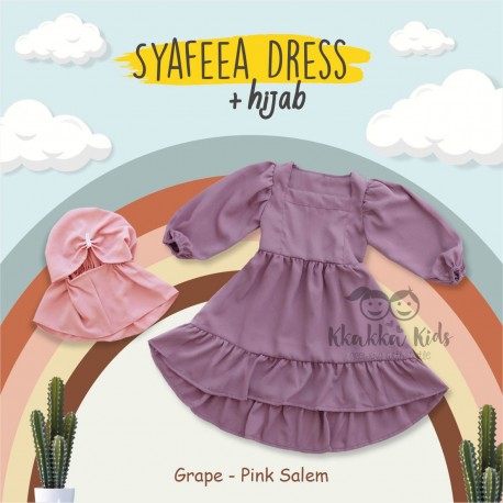 Syafeea Dress & Hijab - ( Grape - Pink Salem )