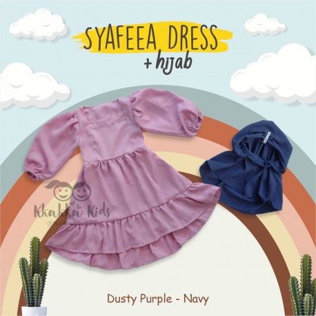 Syafeea Dress & Hijab - ( Dusty Purple - Navy )