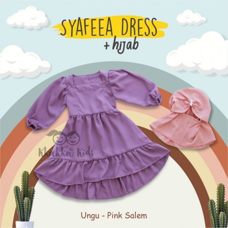 Syafeea Dress & Hijab - ( Ungu - Pink Salem )