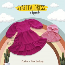 Syafeea Dress & Hijab - ( Fushia - Pink Sedang )