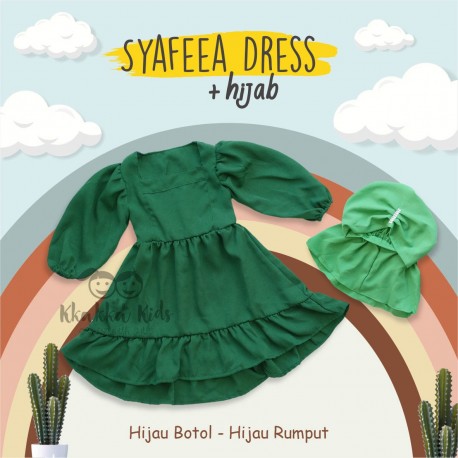 Syafeea Dress & Hijab - ( Hijau Botol - Hijau Rumput )
