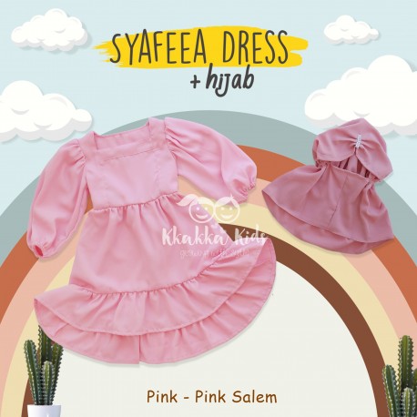 Syafeea Dress & Hijab - ( Pink - Pink Salem )