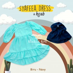 Syafeea Dress & Hijab - ( Biru - Navy )