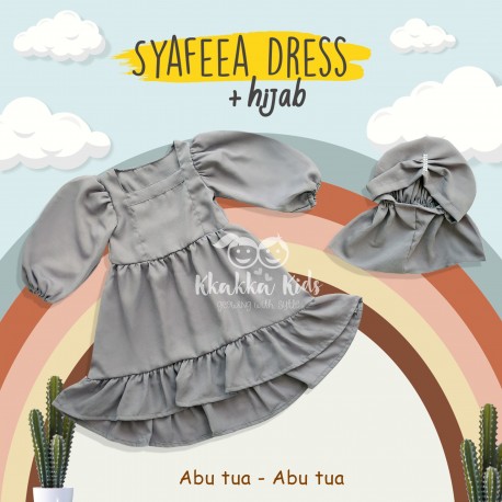 Syafeea Dress & Hijab - ( Abu Tua - Abu Tua )