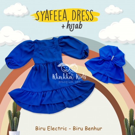 Syafeea Dress & Hijab - ( Biru Electric - Biru Benhur )