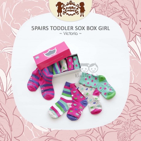 Petite Mimi - 5Pairs Toddler Sock Box Girl - Victoria