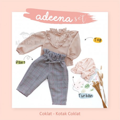 Adeena Set ( Top + Pant + Turban) Coklat - Kotak Coklat