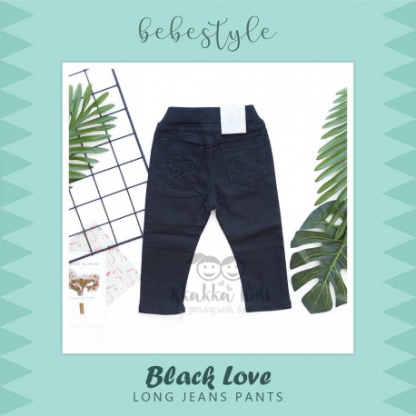 Bebestyle - Black Love Long Jeans Pants