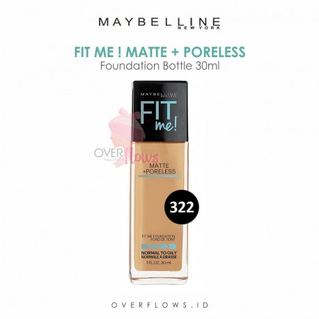 Maybelline - Fit Me Matte + Poreless Foundation Bottle 30ML - 322(Warm Honey)