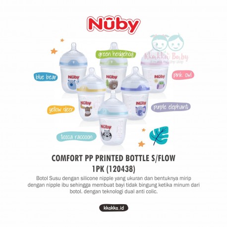 Nuby - Comfort PP Printed Bottle S/Flow - 1Pk (120438)