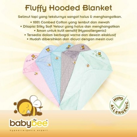 Babybee - Fluffy Hooded Blanket Polka Blue