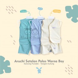 Aruchi - ECER 1 PCS - Setelan Polos Warna Boys - Tanpa Lengan / Tangan Kutung [1 Set]