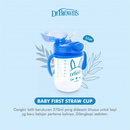 Dr Brown - Baby First Straw Cup - 9oz/270ml - Blue
