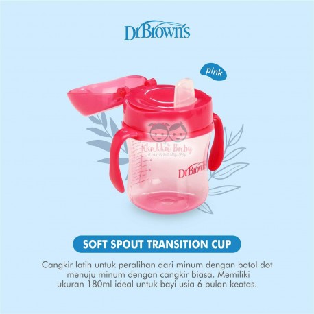 Dr Brown - Soft Spout Transition Cup - 6oz/180ml - Pink