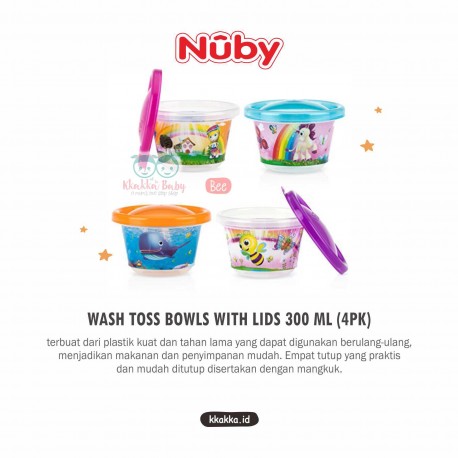 Nuby - Wash Toss Bowls With Lids 300 ML (4Pk) (119611)