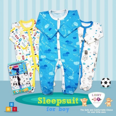 Libby Premium - Sleepsuit Kancing (3 pcs/pack) - Boy - 18-24 Month