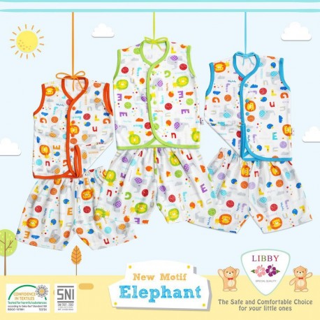 Libby - ECER 1SET Setelan Baju Kutung SML Kecil (Kancing Depan) - Elephant [ECER 1SET]