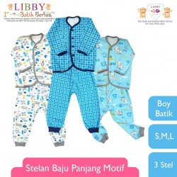 Libby - ECER 1 SET Setelan Kancing Depan Panjang SML Kecil - Batik Series Boy [ECER 1 SET]