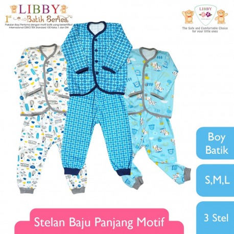 Libby - ECER 1 SET Setelan Kancing Depan Panjang SML Kecil - Batik Series Boy [ECER 1 SET]