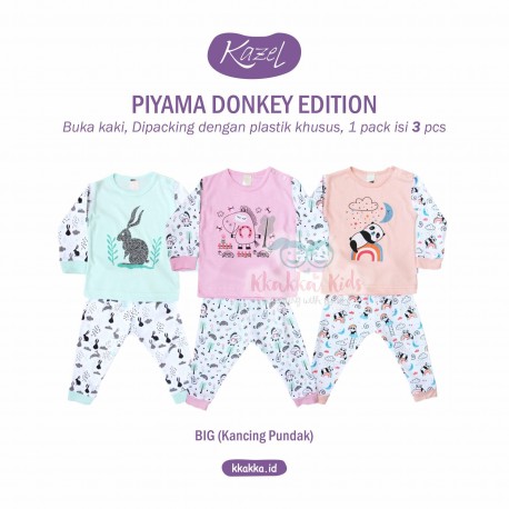 Kazel - Piyama Kancing (3 set/pack) - Donkey Edition