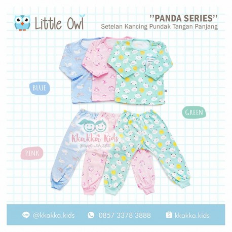Little Owl - ECER 1 Set Setelan Panda Series - Kancing Pundak - Tangan Panjang [ECER 1 Set]