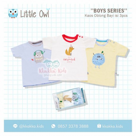 Little Owl - Kaos Oblong Bayi isi 3pcs - Seri 14 - Boys