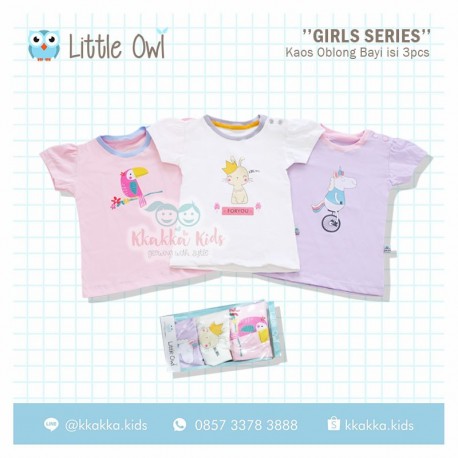 Little Owl - Kaos Oblong Bayi isi 3pcs - Seri 14 - Girls