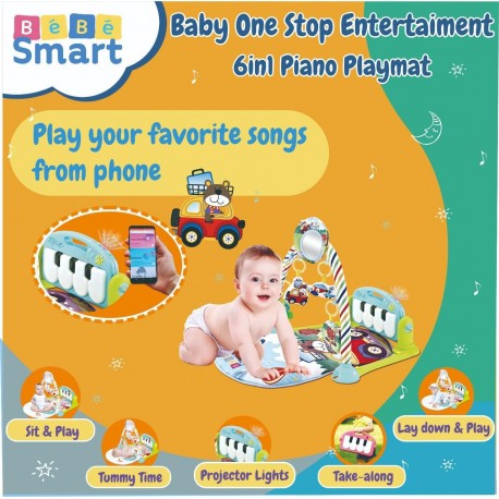 BebeSmart - 6 in 1 Piano Playmat - Happy Bear
