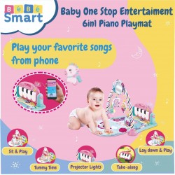 BebeSmart - 6 in 1 Piano Playmat - Pink Unicorn