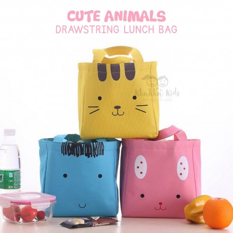 Lunch Bag Cute Animals  (Drawstring) - MB004