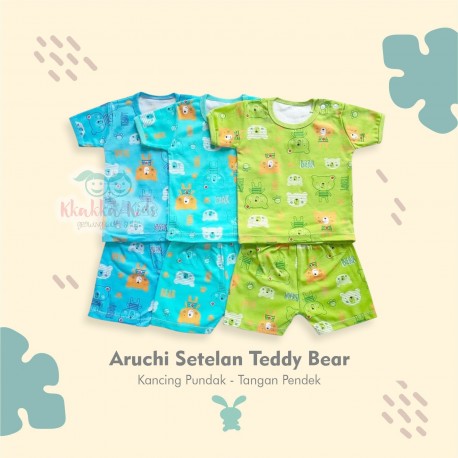 Aruchi - ECER 1SET Setelan Teddy Bear  - Kancing Pundak - Tangan Pendek [ECER 1 SET]