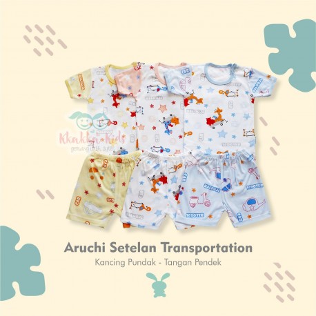Aruchi - ECER 1SET Setelan Transportation - Kancing Pundak - Tangan Pendek [ECER 1 SET]