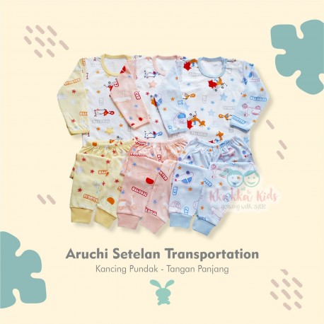 Aruchi - ECER 1SET Setelan Transportation - Kancing Pundak - Tangan Panjang [ECER 1 SET]
