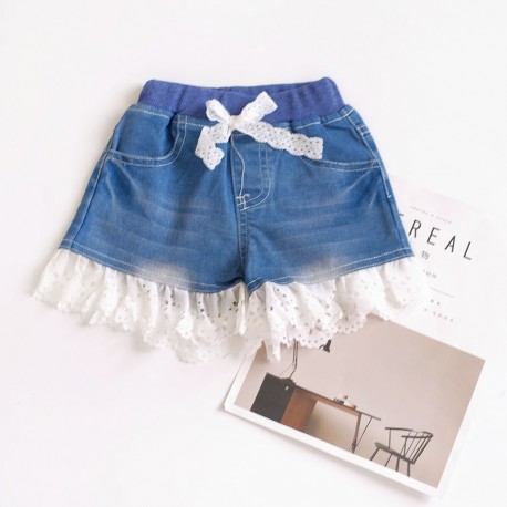 CL273 - Hotpants Jeans Renda Putih