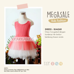 DR260 - Dress Orange Tutu Putih