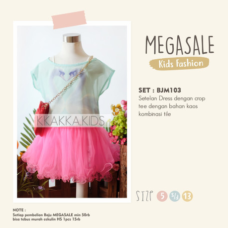 BJM103 - Dress Tutu Pink Neon Outer Angsa