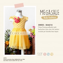 BJM216 - Dress Kuning Polkadot Pink